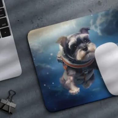 Mouse Pad Astronaut Dog in Space Mouse Pad Puppy floating in Space for Home Office Work Desk Computer Desktop Laptop for Dog Lovers (Miniature Schnauzer)