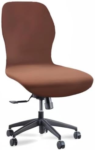 Deisy Dee Velvet Stretch Armless Office Chair Covers - Colorful Stretch Slipcover for Desk Chairs (Coffee)