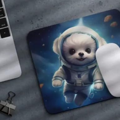 Mouse Pad Maltese Astronaut Dog in Space Mouse Pad Puppy floating in Space for Home Office Work Desk Computer Desktop Laptop for Dog Lovers