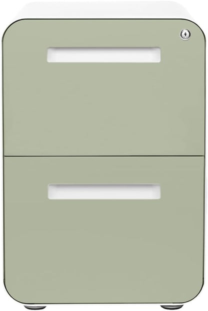 Laura Davidson Furniture Stockpile 2 Drawer Mobile File Cabinet with Lock - Under Desk Metal Filing Cabinet, Legal/Letter File Folders, Wheels and Stationary Feet, Pre-Assembled, Sage Green