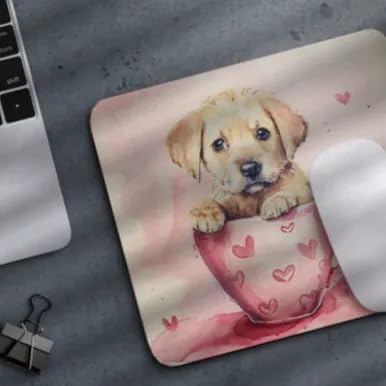 Dog Mousepad Desktop Laptop Computer Accessories Puppy in Tea Cup Mouse Pad Home Office Gaming Work Desk Computer Non-Slip Rubber Mousepad (Labrador Retriever)