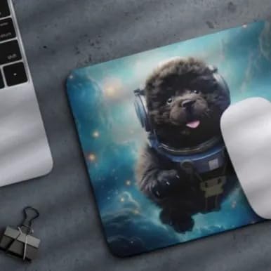 Mouse Pad Newfoundland Astronaut Dog in Space Mouse Pad Puppy floating in Space for Home Office Work Desk Computer Desktop Laptop for Dog Lovers