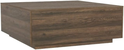 43 Inch Large Square Coffee Table with Storage,Modern Wooden Coffee Tables with 2 Drawers Storage for Living Room,Mid Century Tea Table/Aesthetic Coffee Table Center Table for Home Office(Walnut)