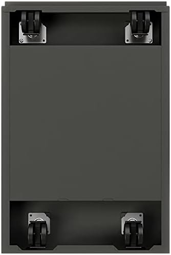 Pemberly Row 20" 2-Drawer Modern Metal Mobile Filing Cabinet, Charcoal Finish, Steel Construction, Locking Drawer, Letter File Storage, Hidden Casters, Satin Nickel Pulls, Office Furniture