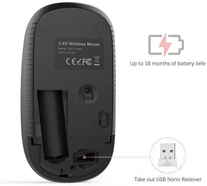VssoPlor Wireless Mouse, 2.4G Slim Portable Quiet Computer Mice with Nano Receiver for Notebook, PC, Laptop, Computer-Black and Wine Red
