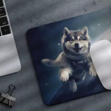 Mouse Pad Astronaut Dog in Space Mouse Pad Puppy floating in Space for Home Office Work Desk Computer Desktop Laptop for Dog Lovers (Alaskan Malamute)