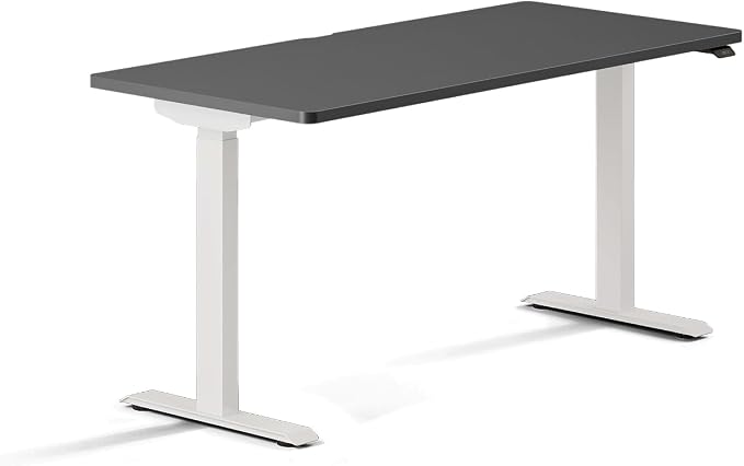 Branch Duo Standing Desk 58 Inches - Adjustable Standing Desk with 20” Range - OLED Control Panel - Frameless Design & Compact Size Suitable for Many Spaces - Charcoal Top - White Base