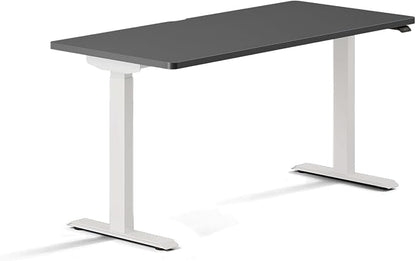 Branch Duo Standing Desk 58 Inches - Adjustable Standing Desk with 20” Range - OLED Control Panel - Frameless Design & Compact Size Suitable for Many Spaces - Charcoal Top - White Base