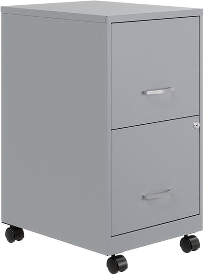 Space Solutions 18" D 2 Drawer Mobile Metal Vertical File Cabinet Platinum/Gray