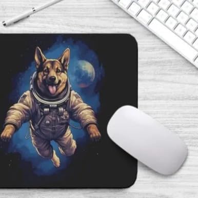 Mouse Pad German Shepherd Astronaut Dog in Space Mouse Pad Puppy floating in Space for Home Office Work Desk Computer Desktop Laptop for Dog Lovers