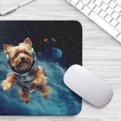 Mouse Pad Astronaut Dog in Space Mouse Pad Puppy floating in Space for Home Office Work Desk Computer Desktop Laptop for Dog Lovers (Yorkshire Terrier)