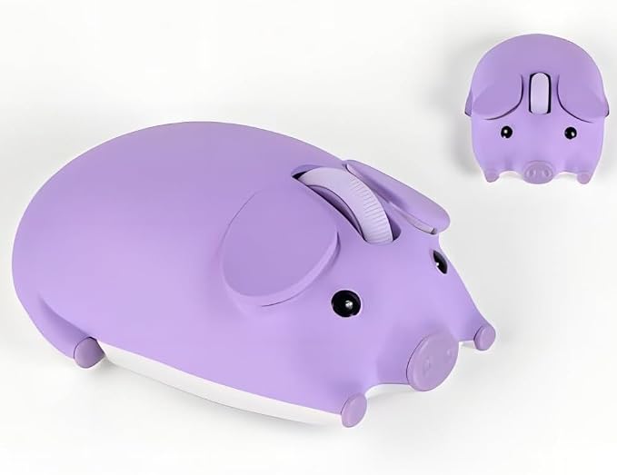 Wireless Mouse Cute Pig Bluetooth & USB Dual Mode Mice,Silent Portable Compact Purple Fun Mice for Mac/PC/Laptop/Chromebook/Computer/Tablet/iPad/MacBook Air/Pro Travel Kids Girls Boys Women Men Gift