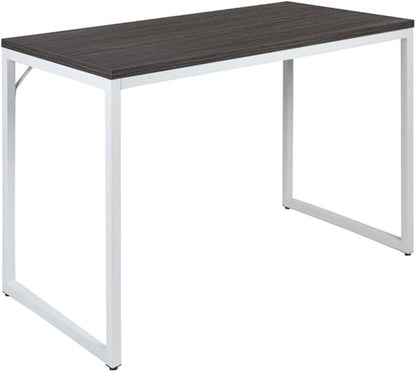 Flash Furniture Kimberly Tiverton Industrial Modern Desk-Rustic Gray/White Commercial Grade Computer Desk-47" Sturdy Home Office Desk-Writing Desk