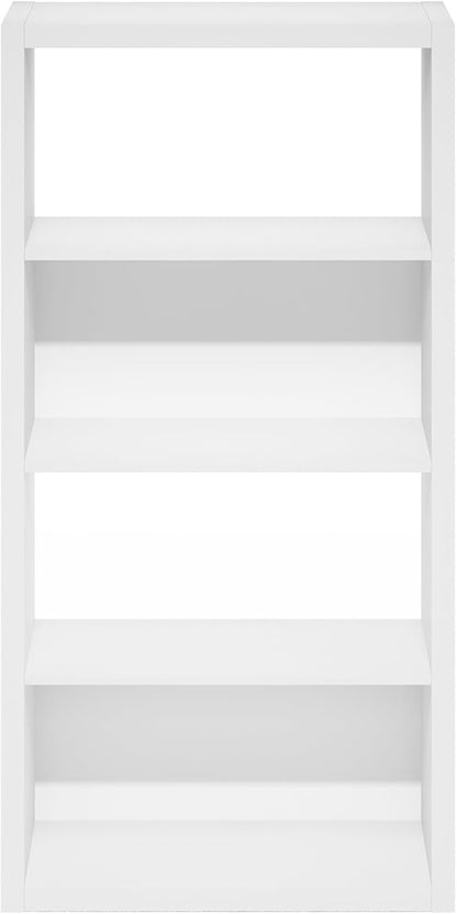 Furinno Viola Book Shelf, 4-Tier Bookshelf, Extra Thick Frame Bookcase with Open Shelf, Open Back Design, 11.3" x 23.2" x 45.4", for Living Room, Bedroom, Home Office, White