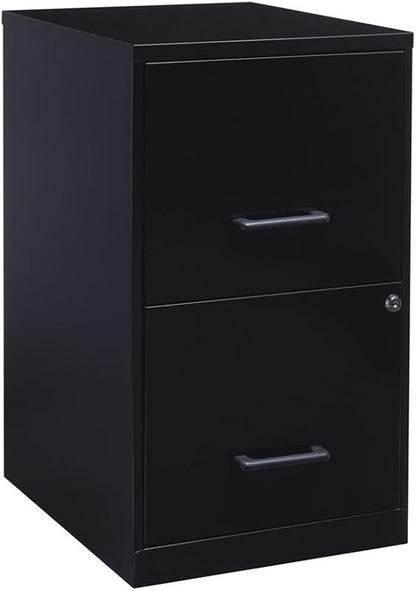 Scranton & Co 18" Deep 2 Drawer Metal File Cabinet in Black (Set of 2)