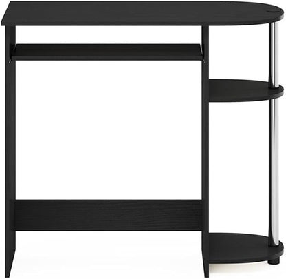 Pemberly Row Computer Desk, Composite Wood and Stainless Steel, 31.5 x 15.8 x 28.8 in, Pull-Out Keyboard Drawer, 2 Shelves, Compact Home Office Desk, Easy Assembly