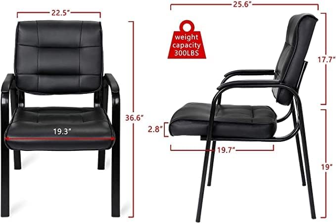 SUPER DEAL Office Guest Chair Bonded Leather Executive Side Chair Reception Chair W/Solid Metal Frame Home Office Furniture Set of 3