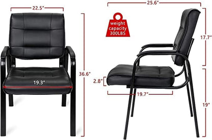 SUPER DEAL Office Guest Chair Bonded Leather Executive Side Chair Reception Chair W/Solid Metal Frame Home Office Furniture Set of 3