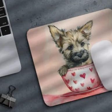 Dog Mousepad Desktop Laptop Computer Accessories Puppy in Tea Cup Mouse Pad Home Office Gaming Work Desk Computer Non-Slip Rubber Mousepad (Australian Terrier)