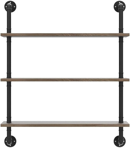 HDDFER Pipe Shelves Industrial Pipe Shelving Shelves Real Wood Industrial Floating Pipe Shelves with Wood Planks 36 inch Wall Shelves Rustic Hanging Bookshelf Farmhouse Kitchen Bar Shelving