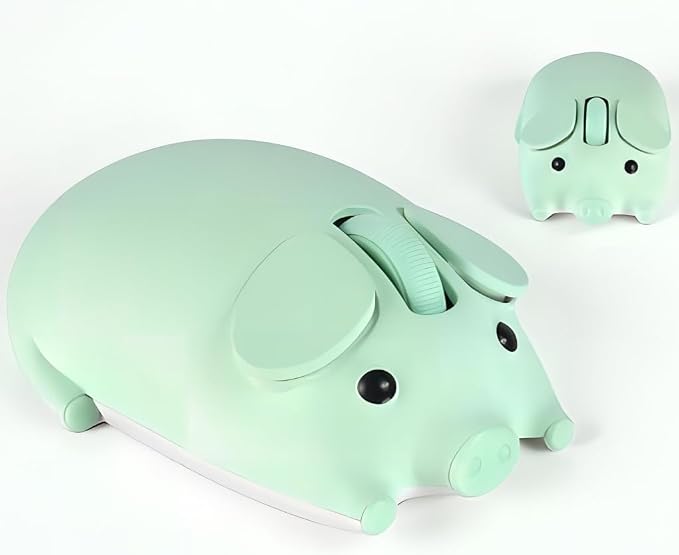 Wireless Mouse Cute Pig Bluetooth & USB Dual Mode Mice,Silent Portable Compact Green Fun Mice for Mac/PC/Laptop/Chromebook/Computer/Tablet/iPad/MacBook Air/Pro Travel Kids Girls Boys Women Men Gift