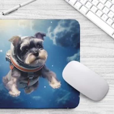 Mouse Pad Astronaut Dog in Space Mouse Pad Puppy floating in Space for Home Office Work Desk Computer Desktop Laptop for Dog Lovers (Miniature Schnauzer)