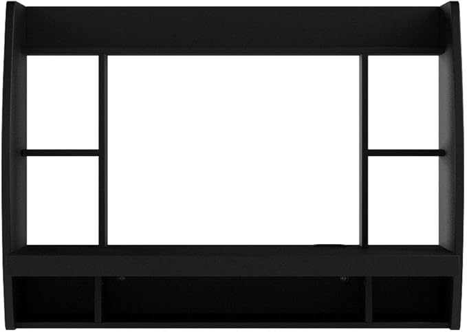 Haotian SoBuy Wall Mounted Folding Table Home Office Workstation Computer Desk with Storage Shelves Trestle Desk, Black FWT18-SCH