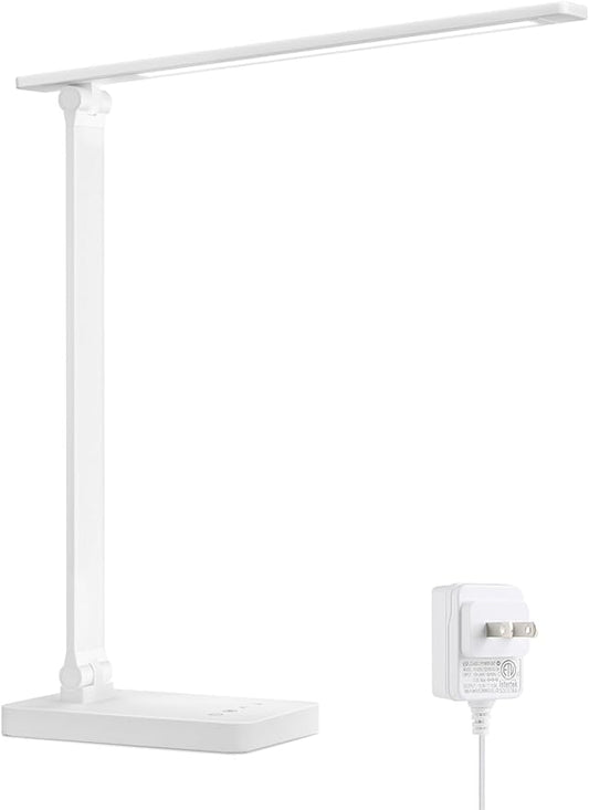 Lepro LED Desk Lamp, Metal Desk Light 9.5W 800lm, Best Task Lamp, 5 Color Modes 5 Brightness Level, Dimmable Home Office Desktop Lamp for Reading, Crafting, Sewing, Puzzle, Nail, White