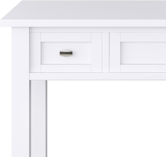 SIMPLIHOME Warm Shaker Desk - 48 Inch Wide Solid Wood Writing Desk in White, Transitional Home Office Computer Table for Workspace or Study with Flip-Down Keyboard Tray and 2 Drawers