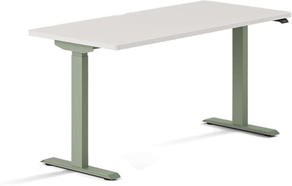 Branch Duo Standing Desk 58 Inches - Adjustable Standing Desk with 20” Range - OLED Control Panel - Frameless Design & Compact Size Suitable for Many Spaces - White Top - Sage Base