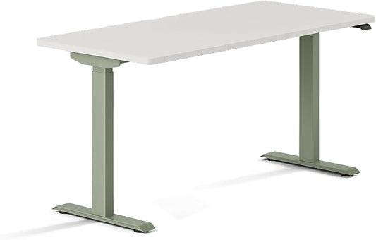 Branch Duo Standing Desk 58 Inches - Adjustable Standing Desk with 20” Range - OLED Control Panel - Frameless Design & Compact Size Suitable for Many Spaces - White Top - Sage Base