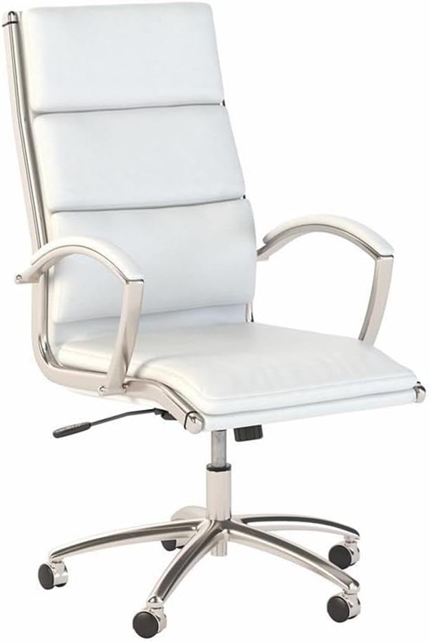 Bush Home Somerset High Back Leather Executive Office Chair in White