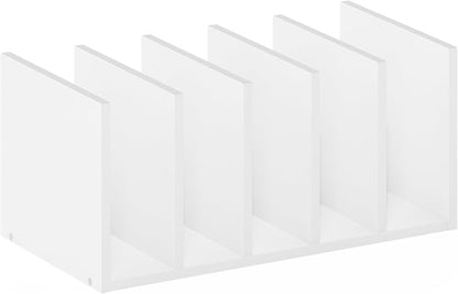 Furinno HERMITE Desk File Folder Organizers, 5-Space Vertical Desktop Office Organization Racks, Desk Top Display Book Shelf, for Paper, Office Supplies, Magazine, White