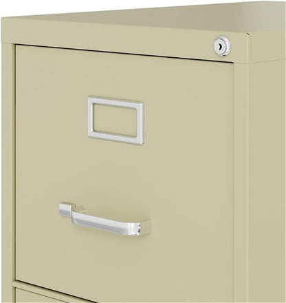 Scranton & Co Metal 4-Drawer Vertical File Cabinet, 25"D, Beige Finish, Letter Width, Commercial Grade Steel, Ball-Bearing Suspension, Core-Removable Lock, Greenguard Certified Office Storage Solution