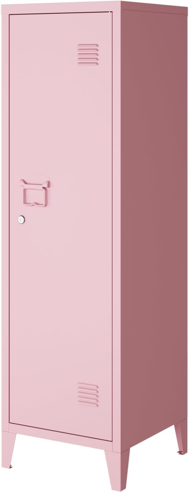 Locker Cabinet, 50" Pink Small Metal Locker Storage Cabinet for Employees with Locking Door and 2 Shelves Kids Locker Tool File Cabinets for Bedroom, Home Office, Garage, Bathroom