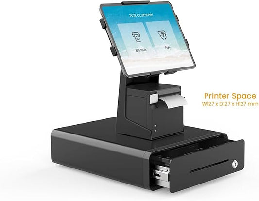 Tablet POS Stand with Printer Space All Metal Compatible with iPad 9.7-12.9 Inch Key Lock Universal Compatibility Anti Theft BSP101B