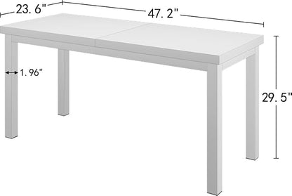 Modern 47 Inch Wood Computer Desk with Thick Desktop - Gaming, Writing Table for Home Office, Study, Work, Student & School Use, Simple Style, White