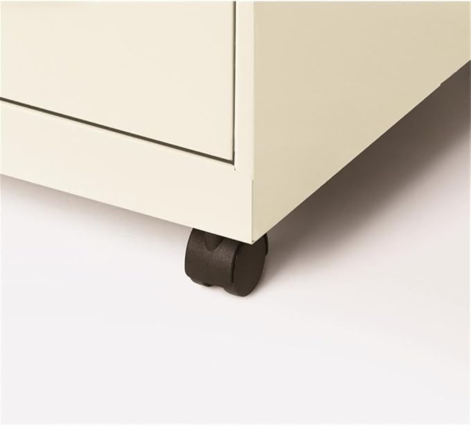 Pemberly Row 2-Drawer Mobile Vertical Filing Cabinet, 18in Metal, Pearl White Finish, Lockable Storage, Letter-Size File Drawer, Smooth Glide Suspension, Compact Office Furniture with Casters