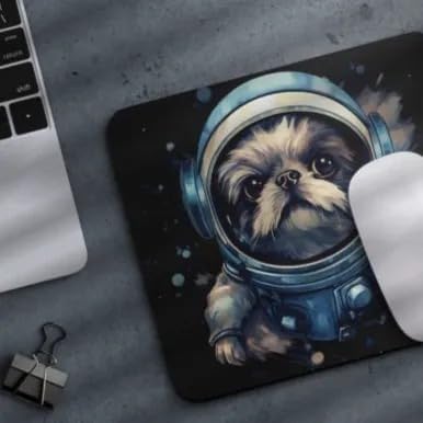 Mouse Pad Astronaut Dog in Space Mouse Pad Puppy floating in Space for Home Office Work Desk Computer Desktop Laptop for Dog Lovers (Shih Tzu)