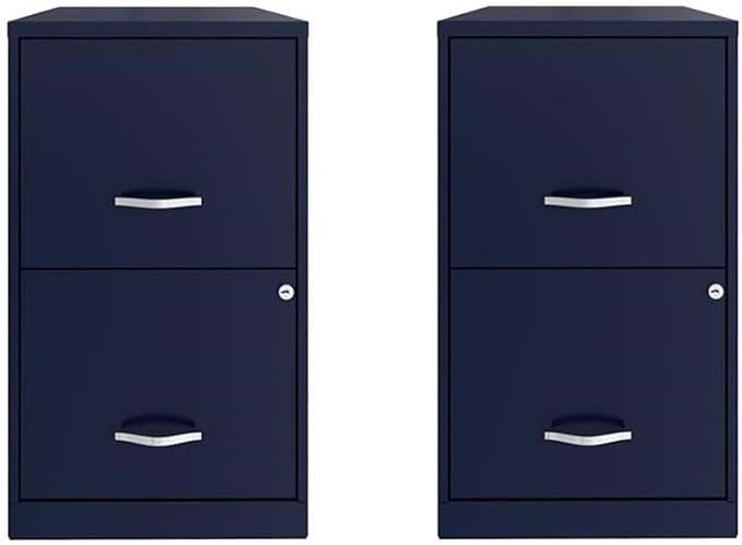 Scranton & Co Set of 2 18" D 2-Drawers Metal File Cabinet in Navy