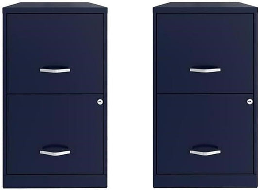 Scranton & Co Set of 2 18" D 2-Drawers Metal File Cabinet in Navy