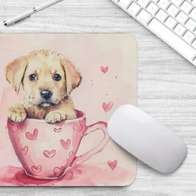 Dog Mousepad Desktop Laptop Computer Accessories Puppy in Tea Cup Mouse Pad Home Office Gaming Work Desk Computer Non-Slip Rubber Mousepad (Labrador Retriever)