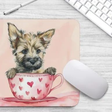 Dog Mousepad Desktop Laptop Computer Accessories Puppy in Tea Cup Mouse Pad Home Office Gaming Work Desk Computer Non-Slip Rubber Mousepad (Australian Terrier)