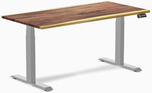 Desky Dual Hardwood Sit Stand Desk - Electric Standing Desk - Dual Motor,3 Stage Adjustable Height Desk - Solid Wood Whole-Piece Top - Standing Desk with Cable Management