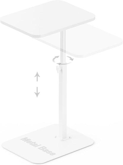 HzTinT Side Table Sofa Tray for Couch Heavy Metal Base Swivel/Adjustable Height, Sofa Bed Bathroom Study TV Tray C Shaped End Table Food Snack Trays for Eating