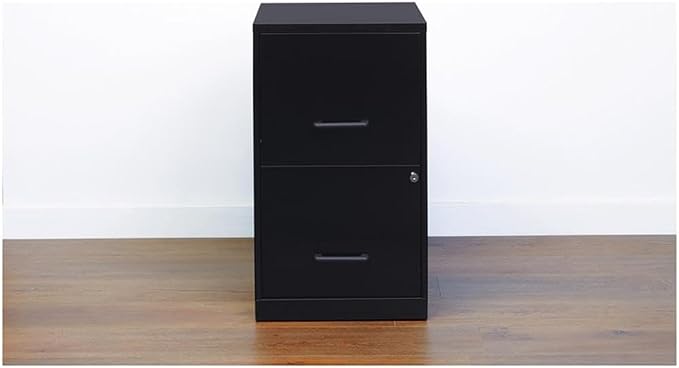 Scranton & Co 18" Deep 2 Drawer Metal File Cabinet in Black (Set of 2)