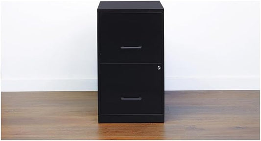 Scranton & Co 18" Deep 2 Drawer Metal File Cabinet in Black (Set of 2)