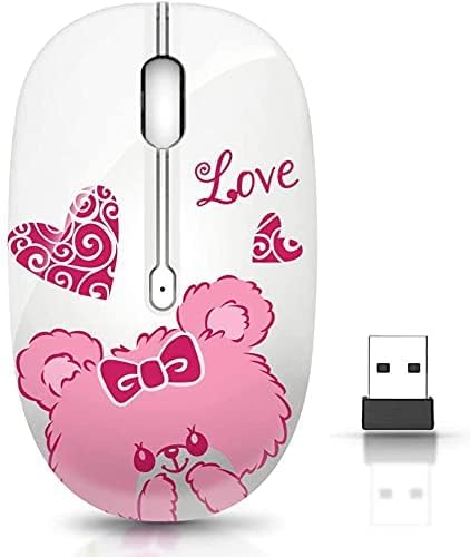 JUHOO Wireless Mouse with Nano Receiver for PC, Laptop, Notebook, Computer, MacBook, Less Noise, Portable Mobile Optical Mice(Bear).