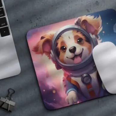 Mouse Pad Australian Shepherd Astronaut Dog in Space Mouse Pad Puppy floating in Space for Home Office Work Desk Computer Desktop Laptop for Dog Lovers