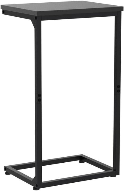 AMHANCIBLE C Shaped End Tables Set of 2, Couch Side Tables that Slide Under Sofa, Slim TV Trays for Living Room and Bedroom, Narrow Space Saving Laptop Workstation, Black, HET02BBK